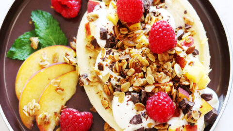 Greek Yogurt and Granola Banana Split - Nourished by Nic