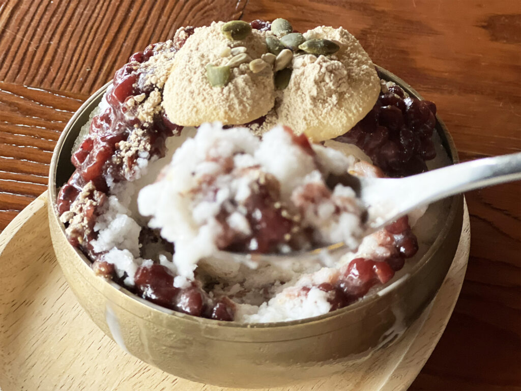 Patbingsu - Korean shaved ice with sweet red beans