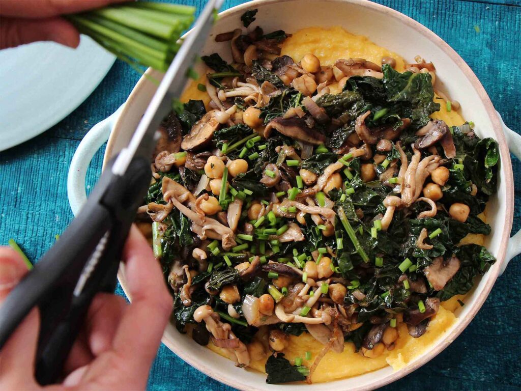Recipe: Polenta with Kale & Mushrooms