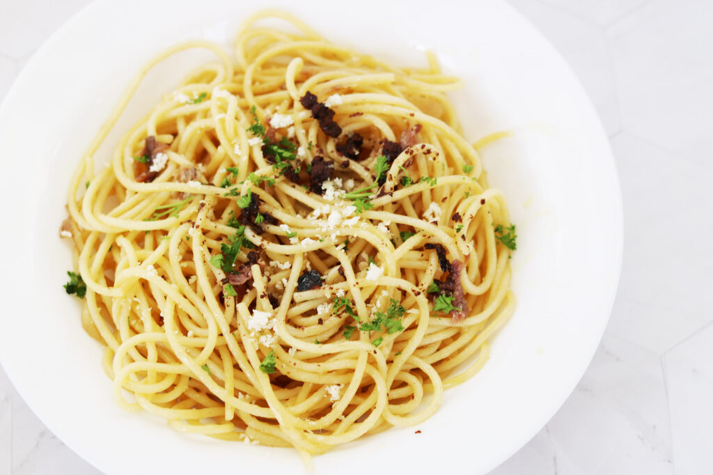 Recipe: Pantry Pasta with Olive Tapenade and Anchovy