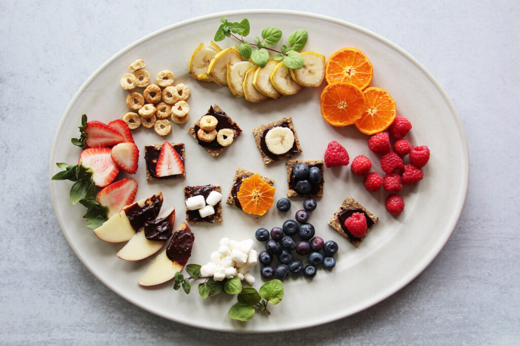 The Summer Bliss Platter - Fruits, Berries,  Seed Crackers and Chocolate Spread